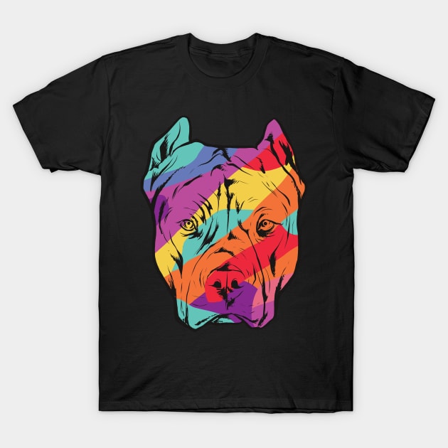 Colorful Pitbull Dog T-Shirt by Imaginariux